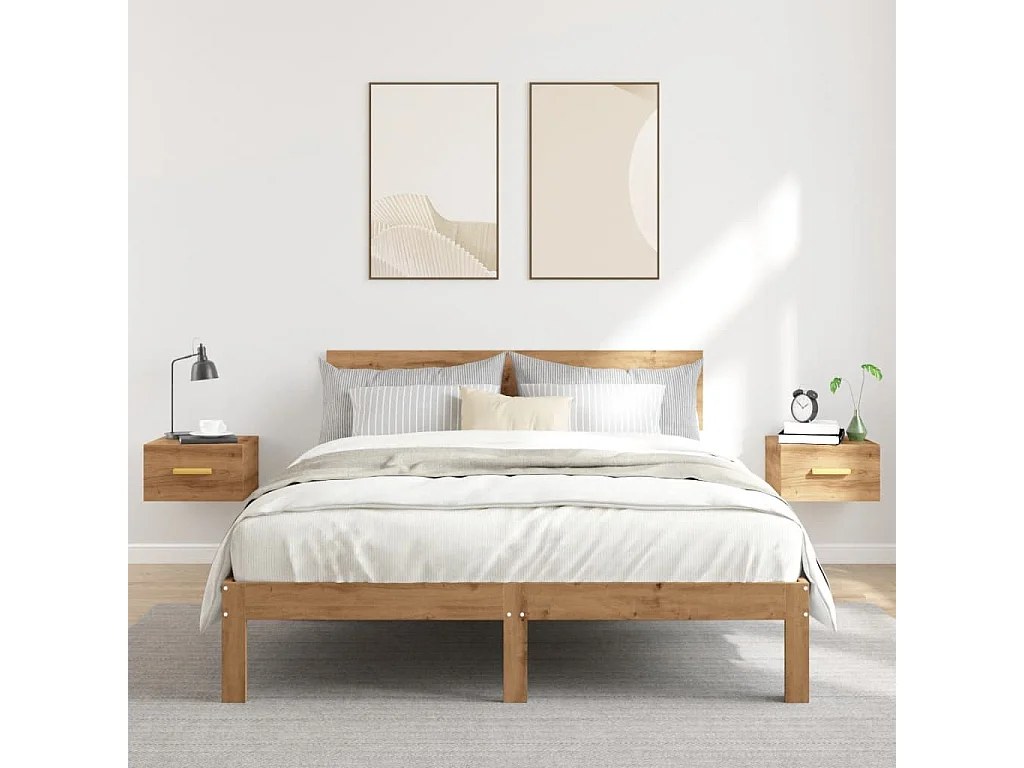 Nachttisch hängend 2er Set | Wand-Nachttische Artisan-Eiche 35x35x20 cm SHL16590
