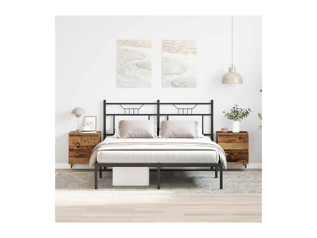 Mesita de Noche | Armario de Noche 2 uds con cajón Madera vieja 40x35x50 cm