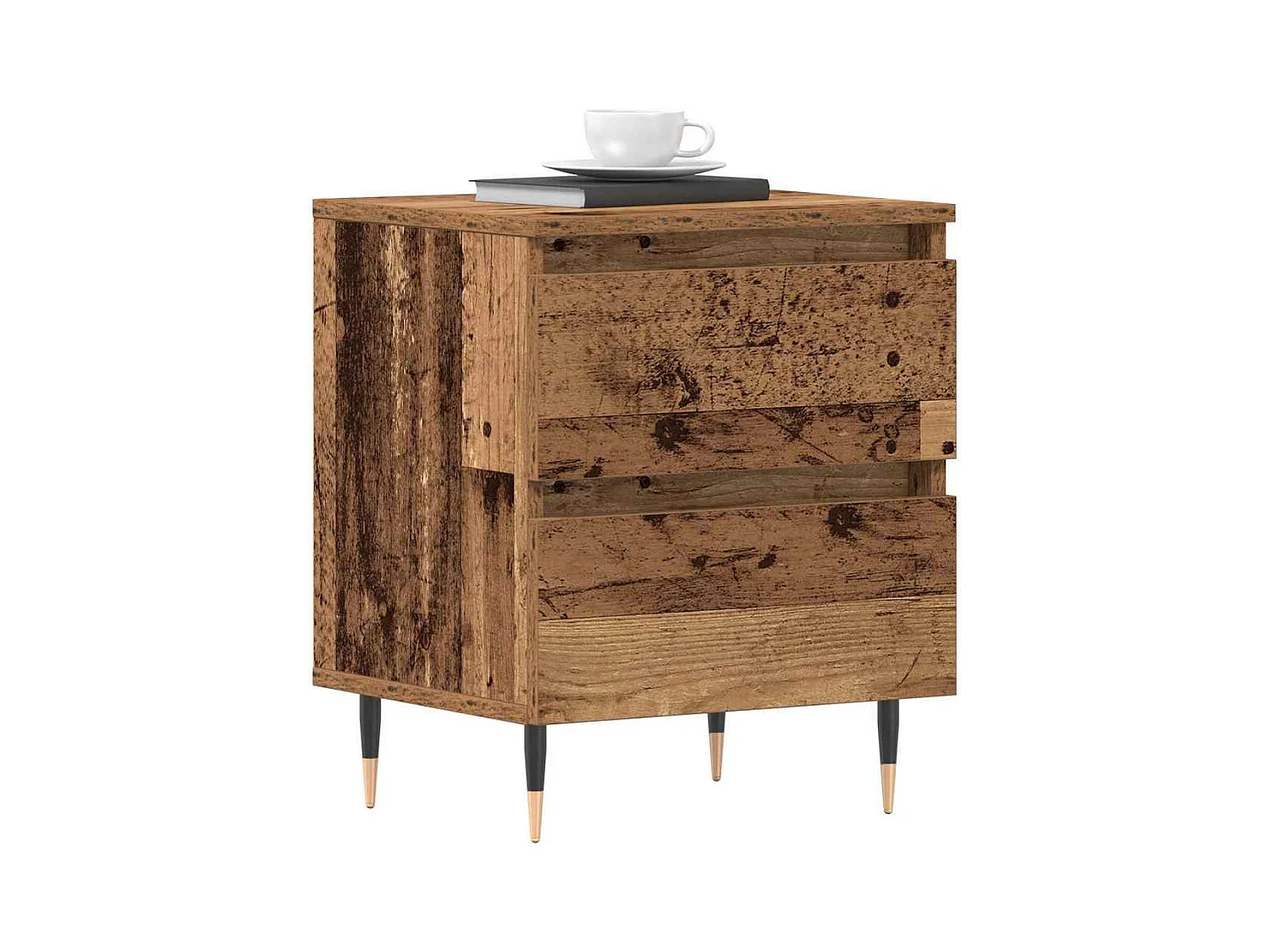 Mesita de Noche | Armario de Noche 2 uds con cajón Madera vieja 40x35x50 cm