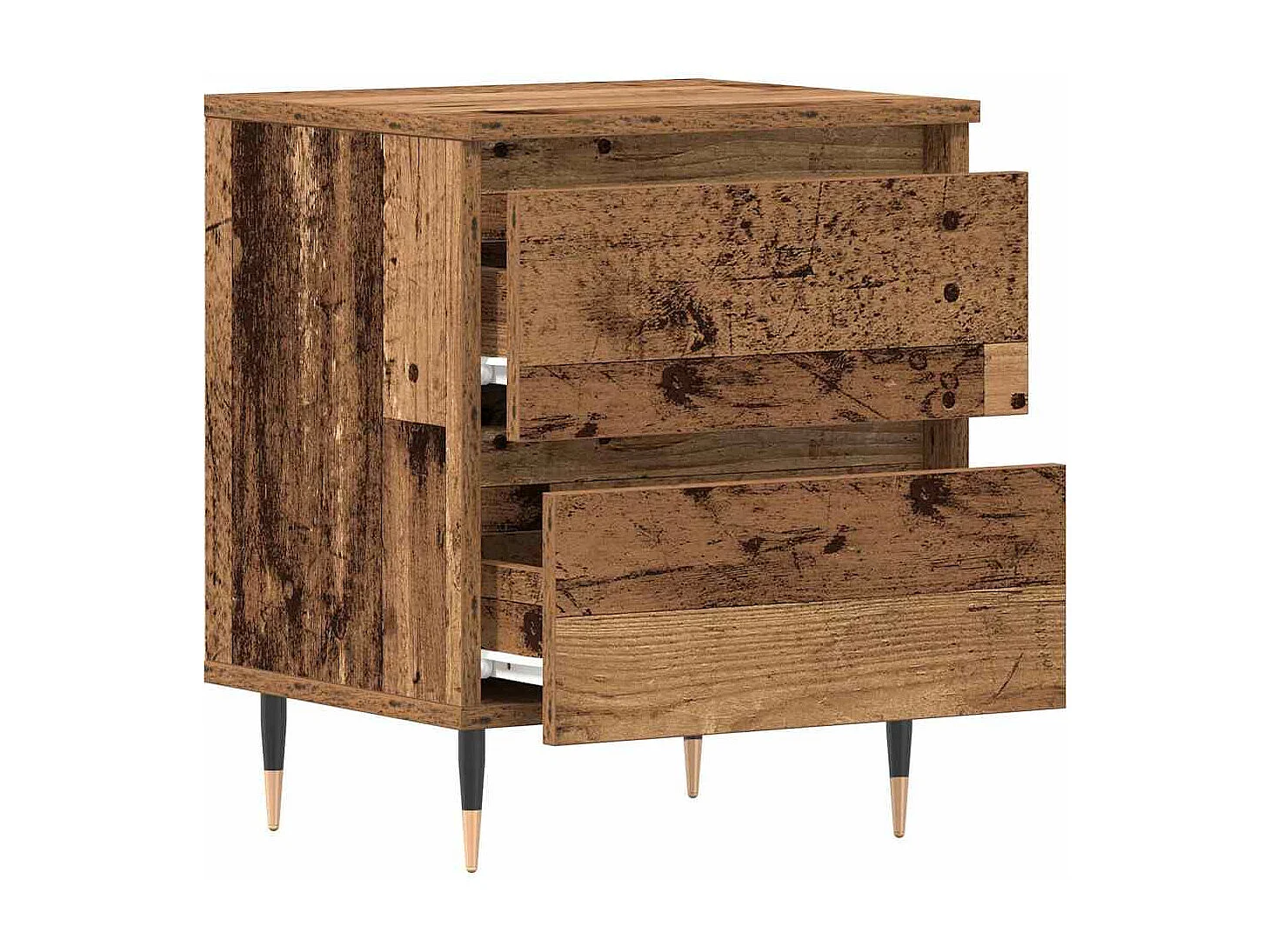 Lot de 2 Tables de chevet avec tiroir Bois ancien 40x35x50 cm