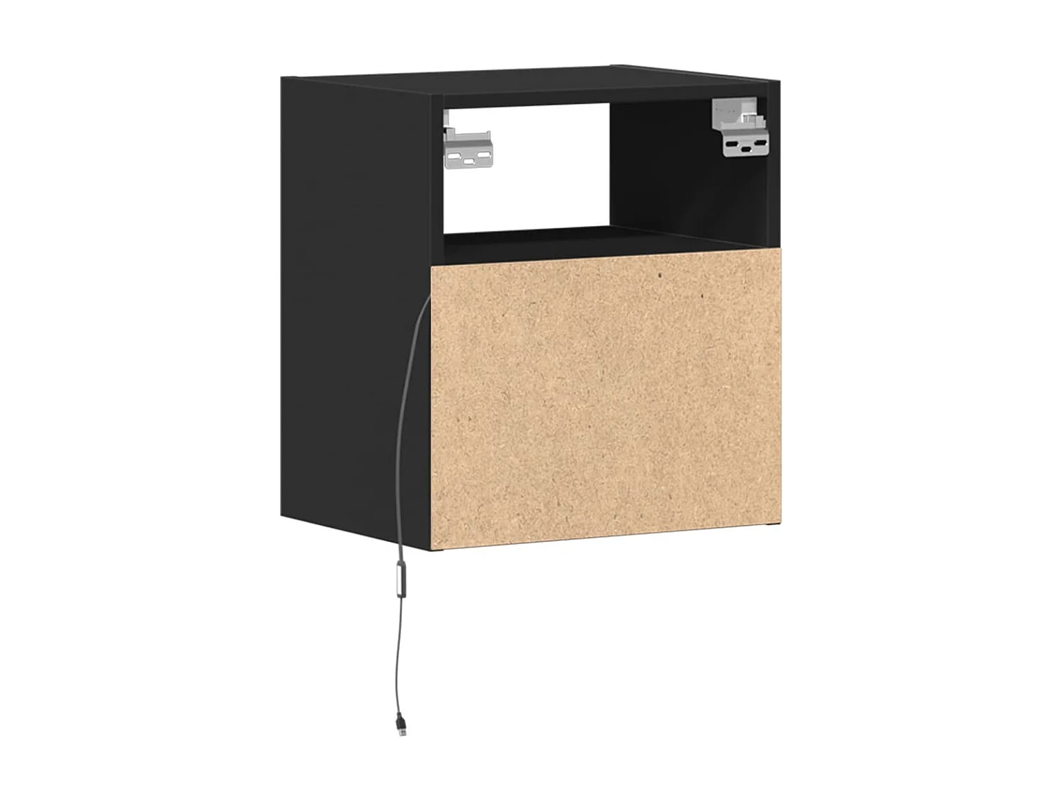 Mesita de noche | Mesilla de noche de pared con luces LED negro