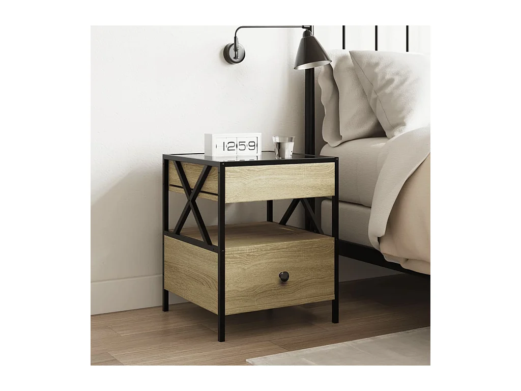 Mesita de noche | Mesilla de noche con Infinity LED roble Sonoma 40x40x51 cm