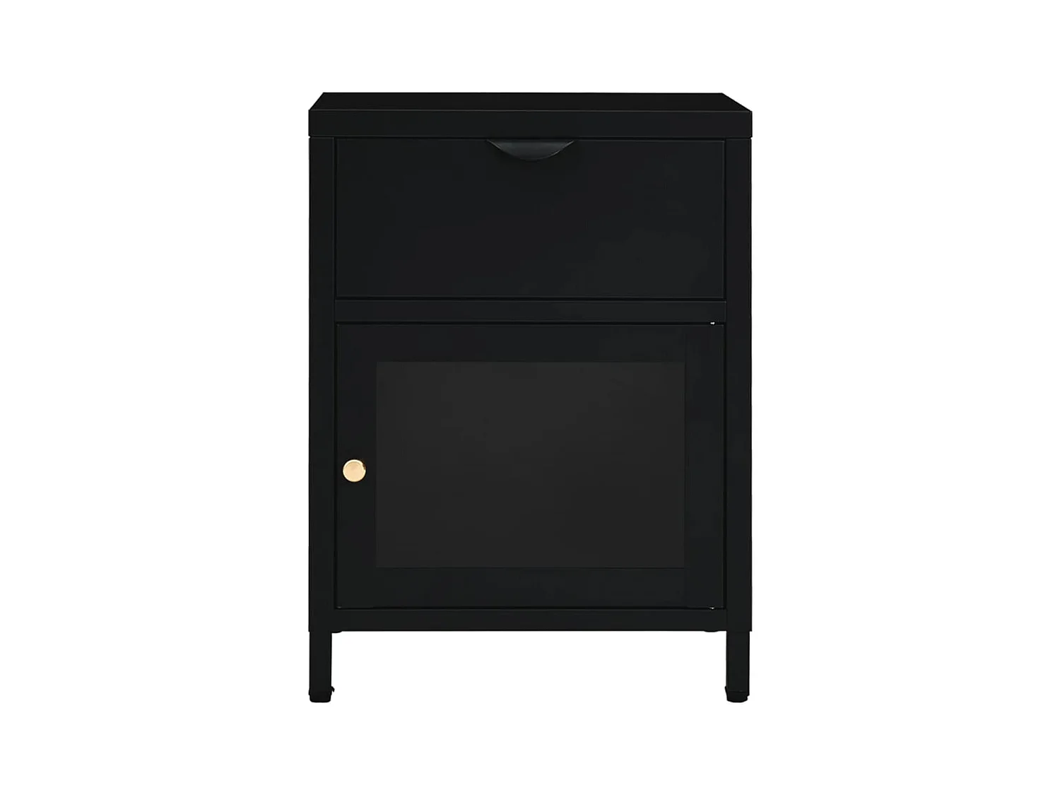 Mesitas de noche | Mesilla de noche 2 uds acero y vidrio negras 40x30x54,5 cm