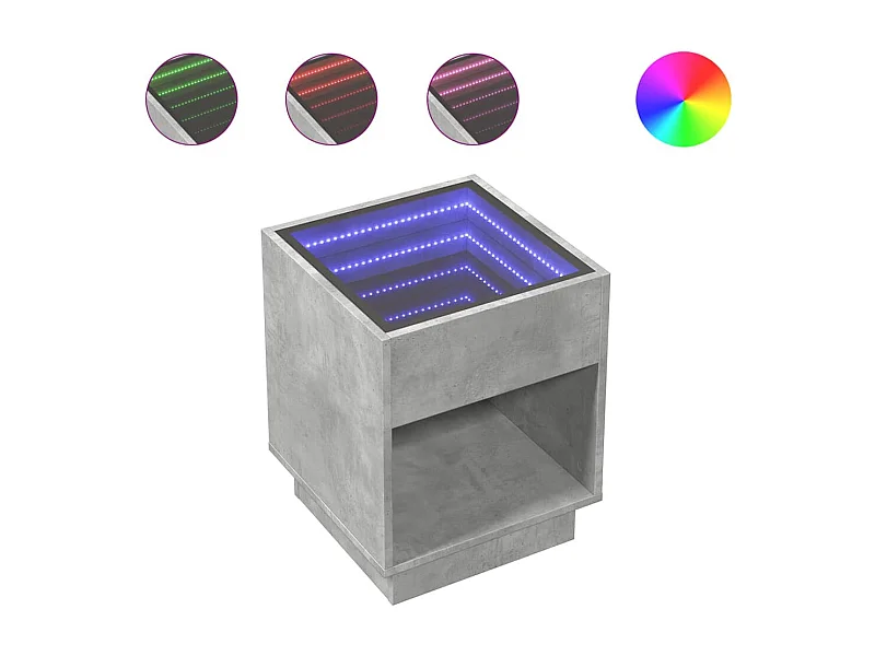 Mesita de noche | Mesilla de noche con Infinity LED gris hormigón 40x40x50 cm