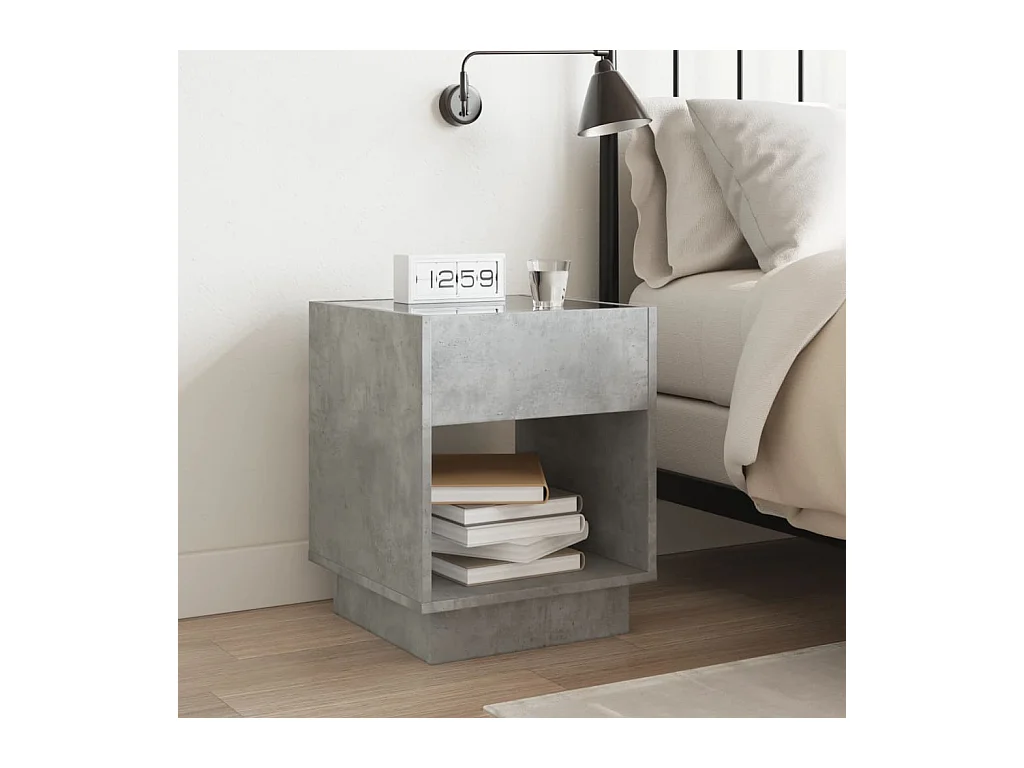 Mesita de noche | Mesilla de noche con Infinity LED gris hormigón 40x40x50 cm