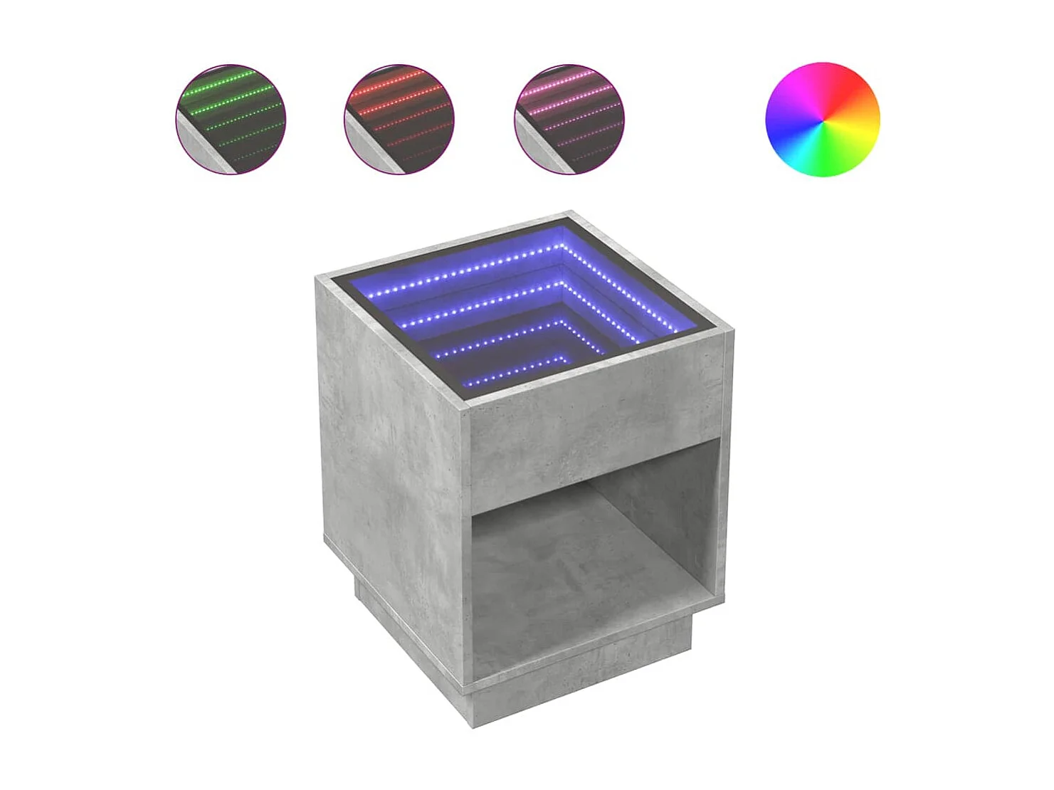 Nachttisch-Beistelltisch mit Infinity-LED Betongrau 40x40x50 cm SHL4399