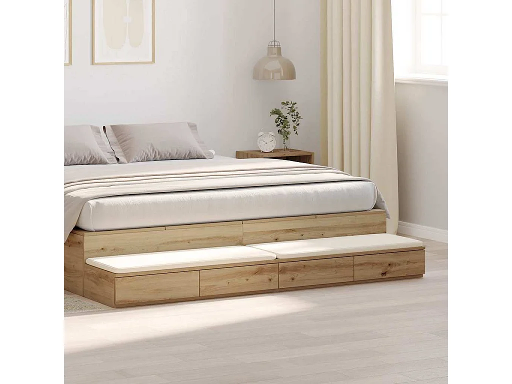 Tiroirs de lit avec tiroir chêne artisanal 200x36.5x16.5 cm