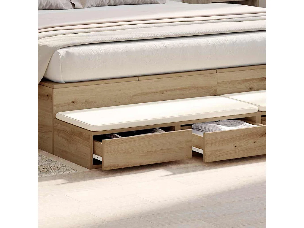 Tiroirs de lit avec tiroir chêne artisanal 200x36.5x16.5 cm