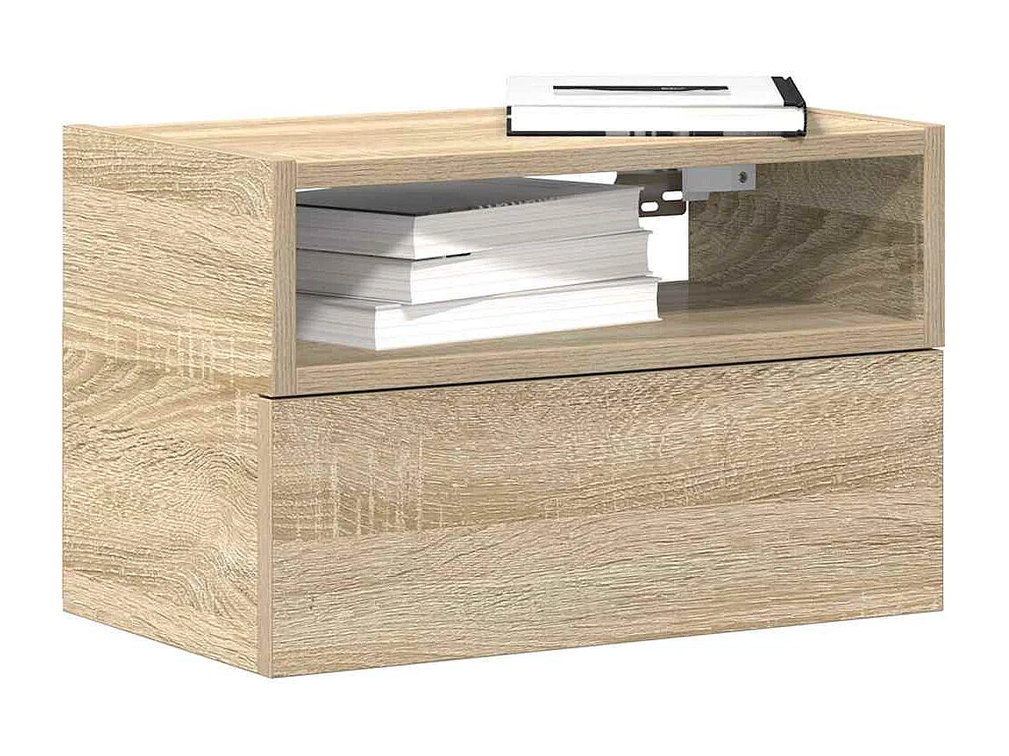 Nachttisch hängend 2er Set | Wand-Nachttische Sonoma-Eiche 45x26x28,5 cm SHL47027