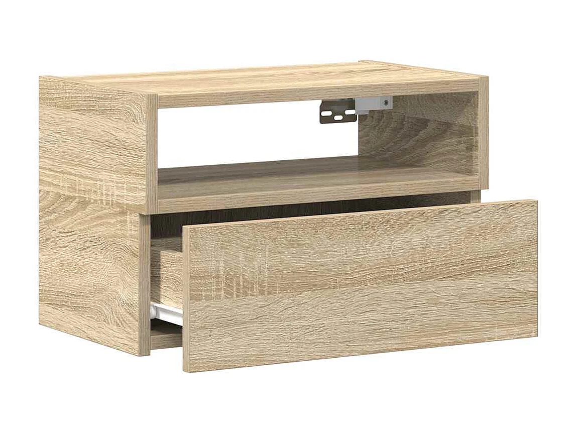Nachttisch hängend 2er Set | Wand-Nachttische Sonoma-Eiche 45x26x28,5 cm SHL47027