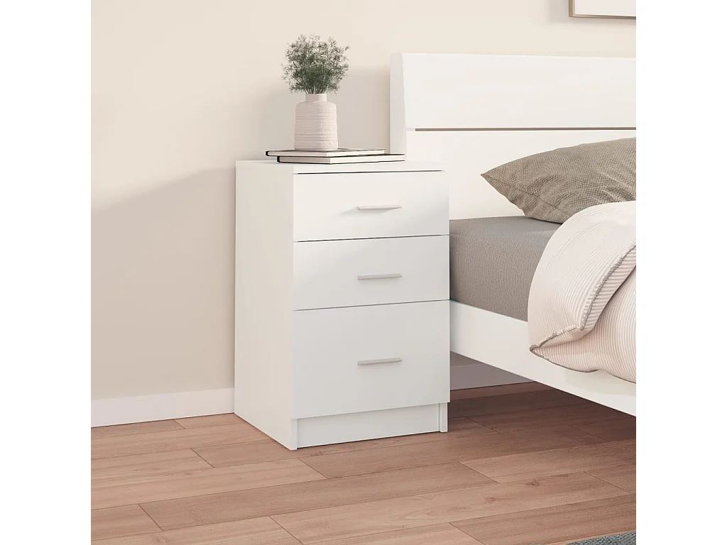 Mesita de noche | Mesilla de noche madera contrachapada blanco 40x40x63 cm