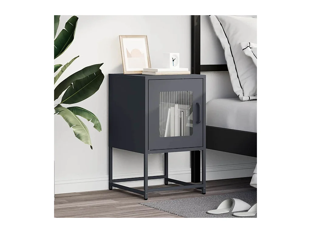 Table de chevet Étroite-Table d'appoint anthracite 36x39x60,5 cm acier laminé à froid