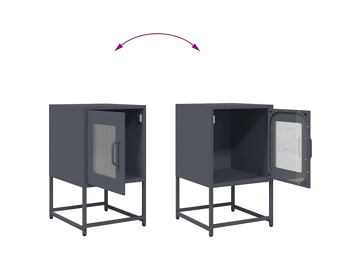 Table de chevet Étroite-Table d'appoint anthracite 36x39x60,5 cm acier laminé à froid