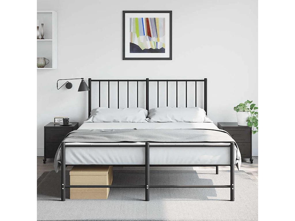 Nachttisch 2er Set-Beistelltisch-Nachttischkommode Schwarz 36x39x43,5 cm Stahl SHL50523