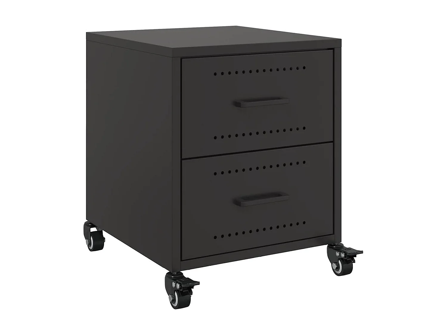 Nachttisch 2er Set-Beistelltisch-Nachttischkommode Schwarz 36x39x43,5 cm Stahl SHL50523