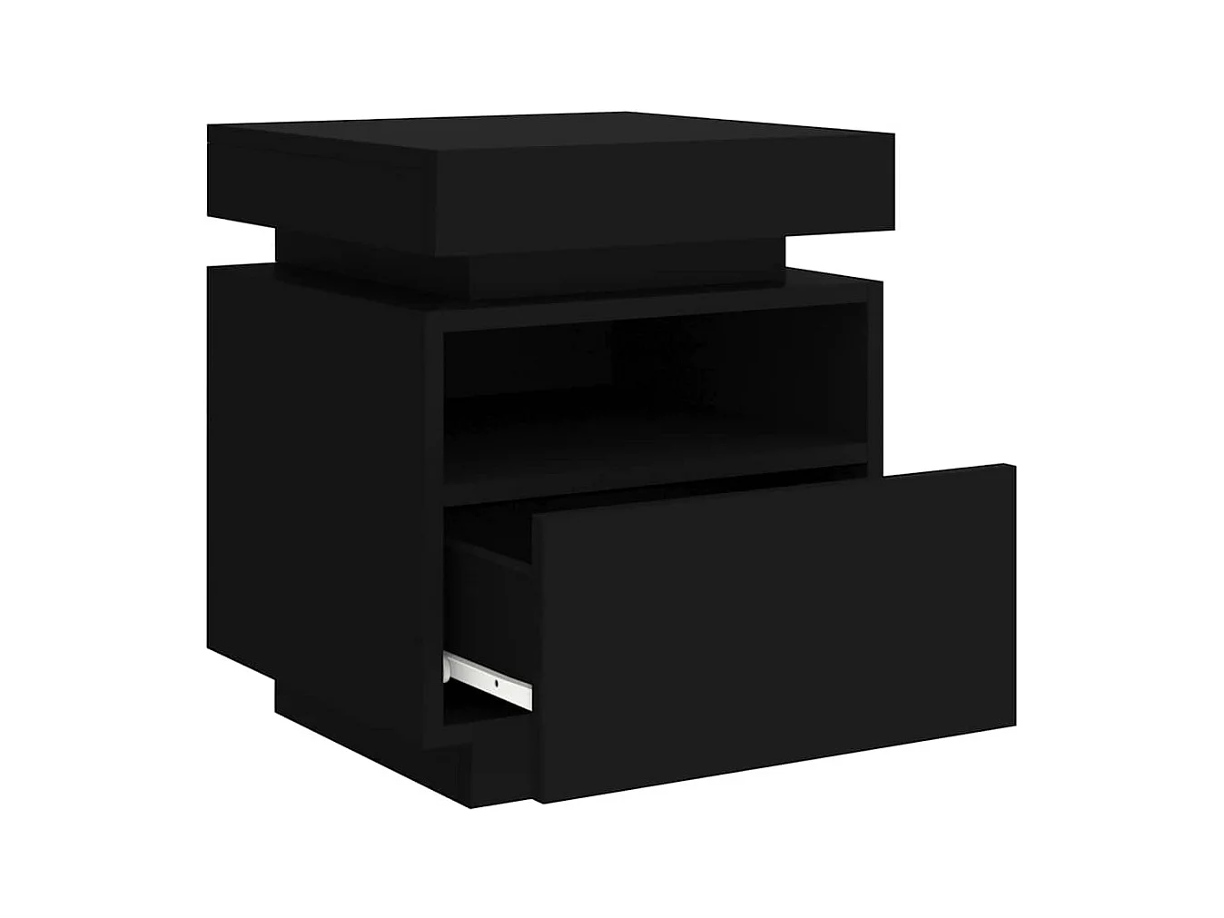 Mesita de noche | Mesilla de noche con luces LED negra 40x39x48,5 cm