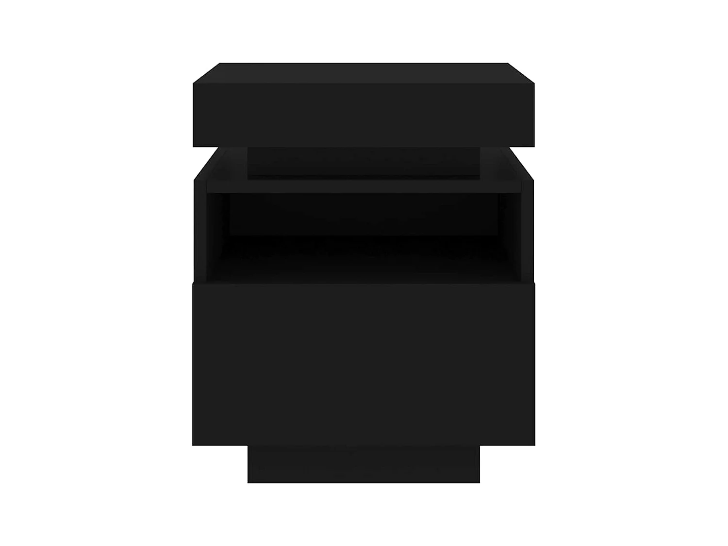 Mesita de noche | Mesilla de noche con luces LED negra 40x39x48,5 cm