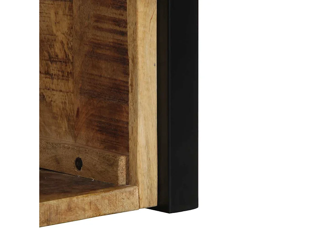 Nachttisch 2er Set-Beistelltisch-Nachttischkommode 40x35x40 cm Raues Mango-Massivholz SHL4211