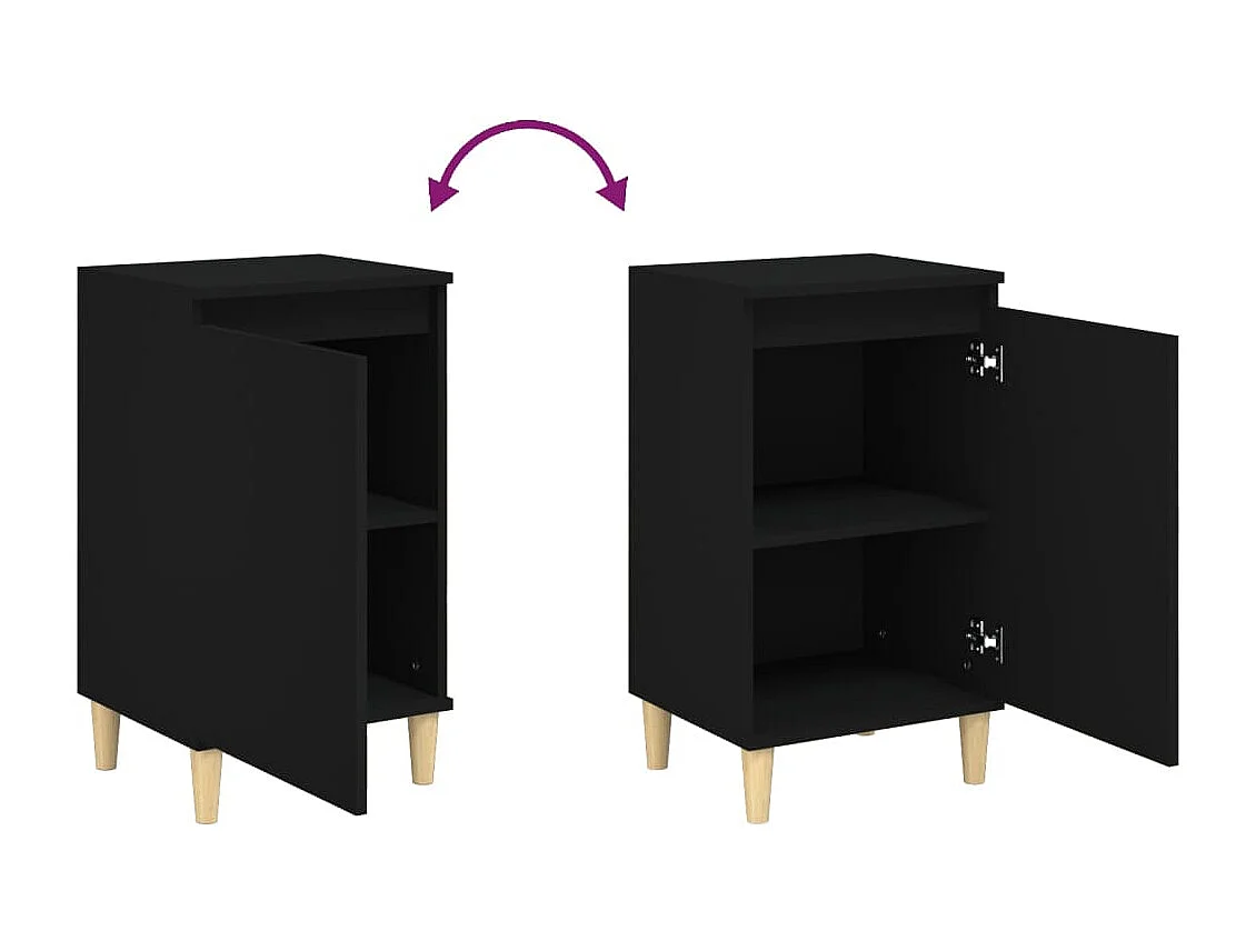 Nachttisch 2er Set-Beistelltisch-Nachttischkommode Schwarz 40x35x70 cm Holzwerkstoff SHL21816