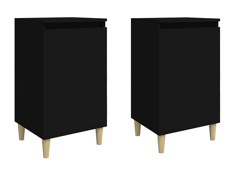 Nachttisch 2er Set-Beistelltisch-Nachttischkommode Schwarz 40x35x70 cm Holzwerkstoff SHL21816