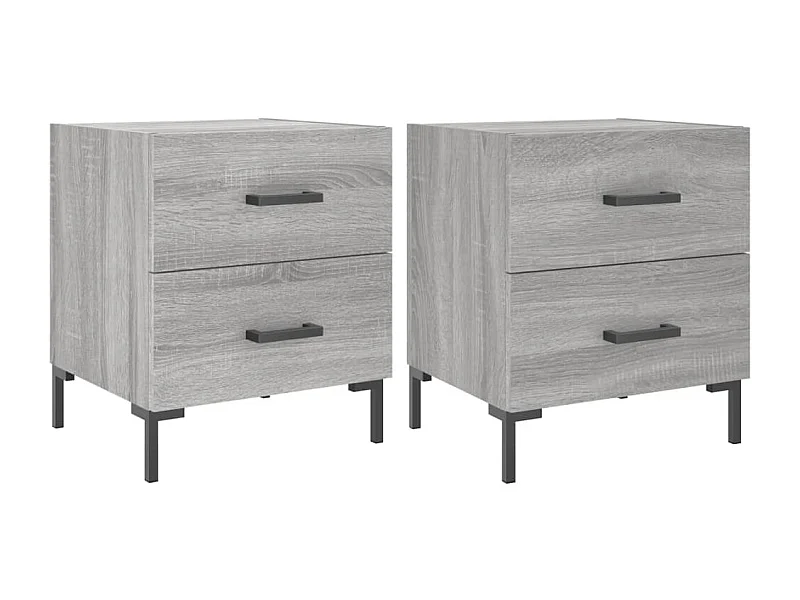 Tables de chevet lot de 2 avec tiroirs sonoma gris 40x35x47,5 cm