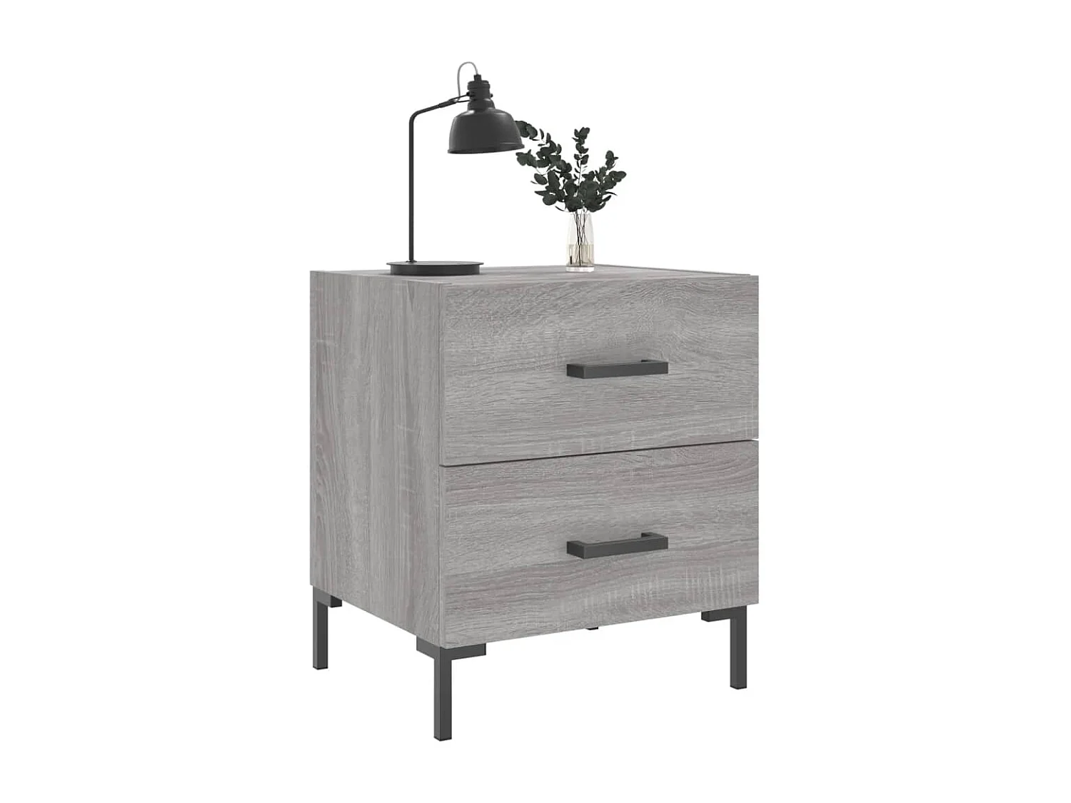 Nachtkastje Set van 2 | Bijzettafel Modern 40x35x47,5 cm bewerkt hout grijs sonoma eiken