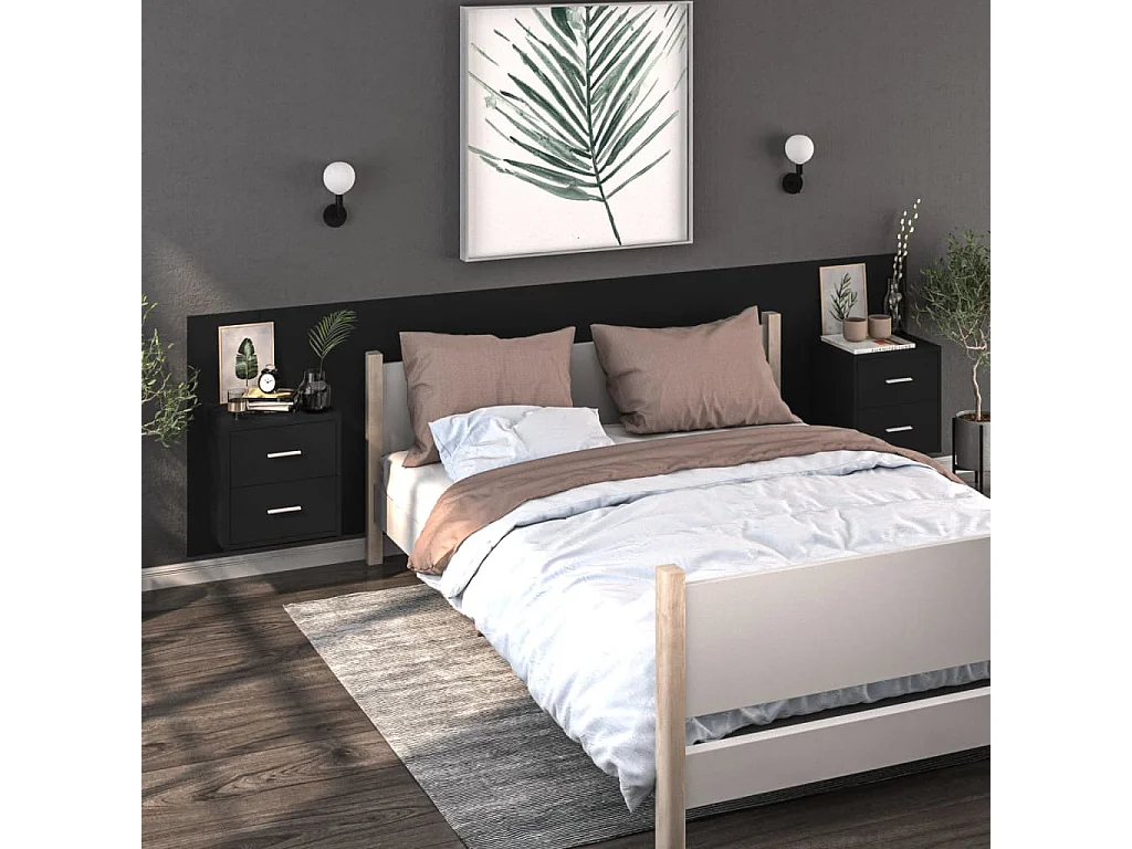 Nachttisch hängend | Wand-Nachttisch Schwarz SHL16529