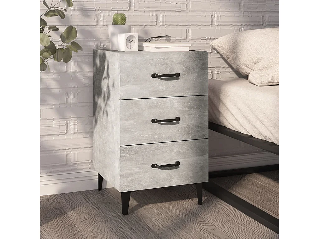 Nachttisch-Beistelltisch Betongrau 40x40x66 cm Holzwerkstoff SHL42479