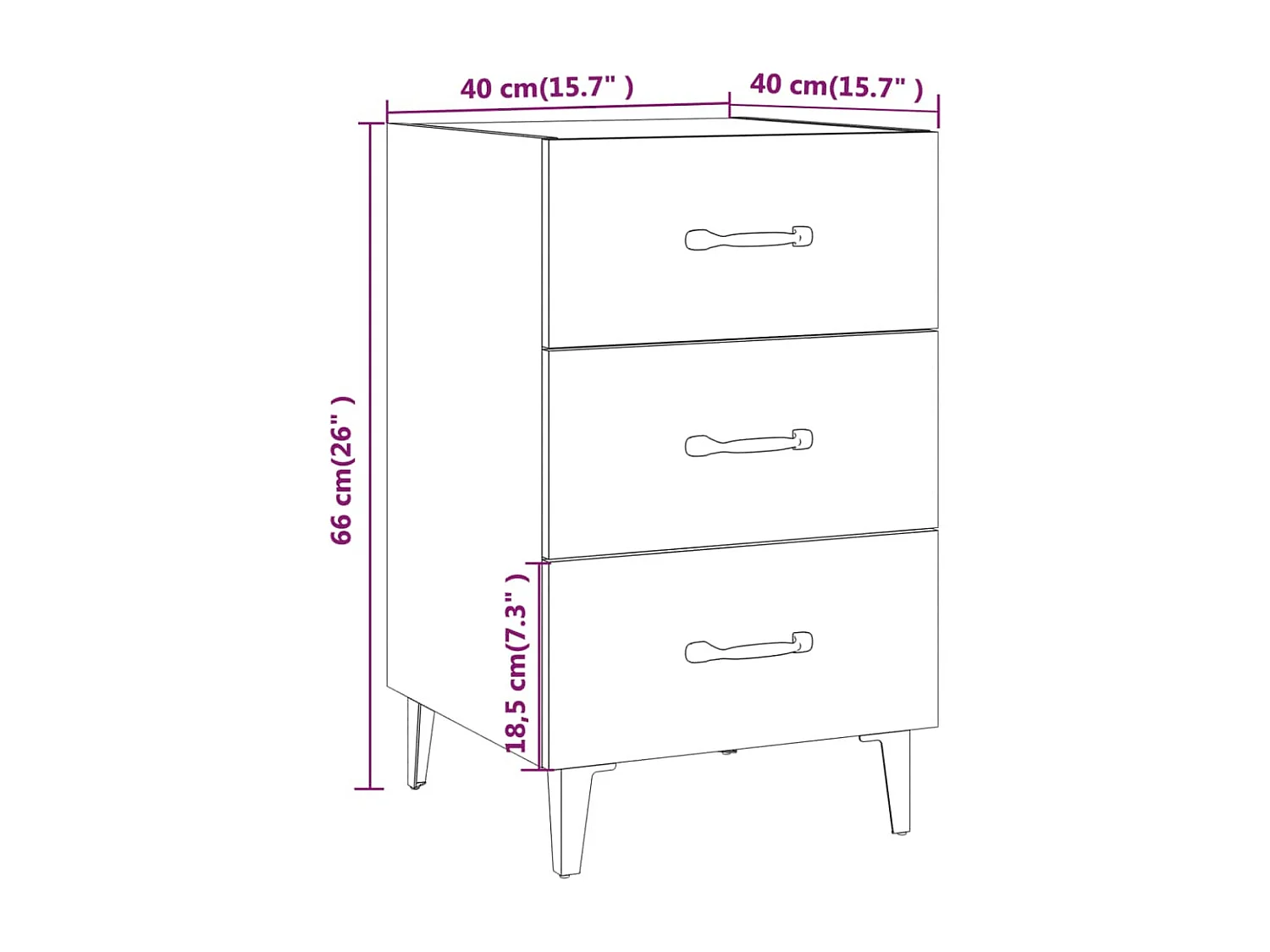 Nachttisch-Beistelltisch Betongrau 40x40x66 cm Holzwerkstoff SHL42479