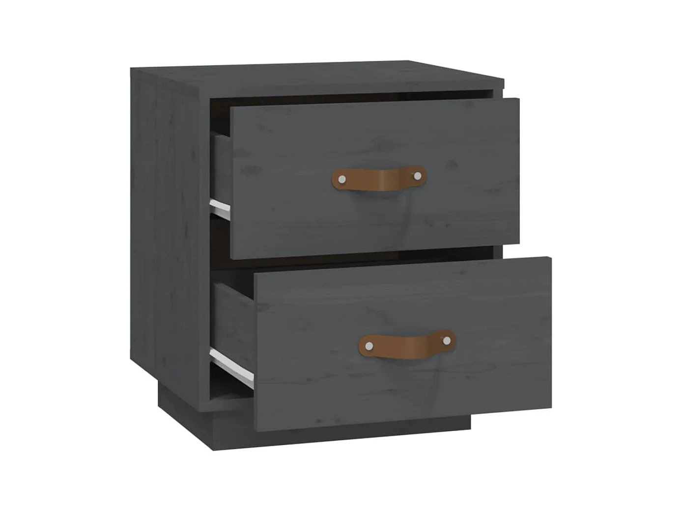 Mesita de noche | Mesilla de noche madera maciza de pino gris 40x34x45 cm