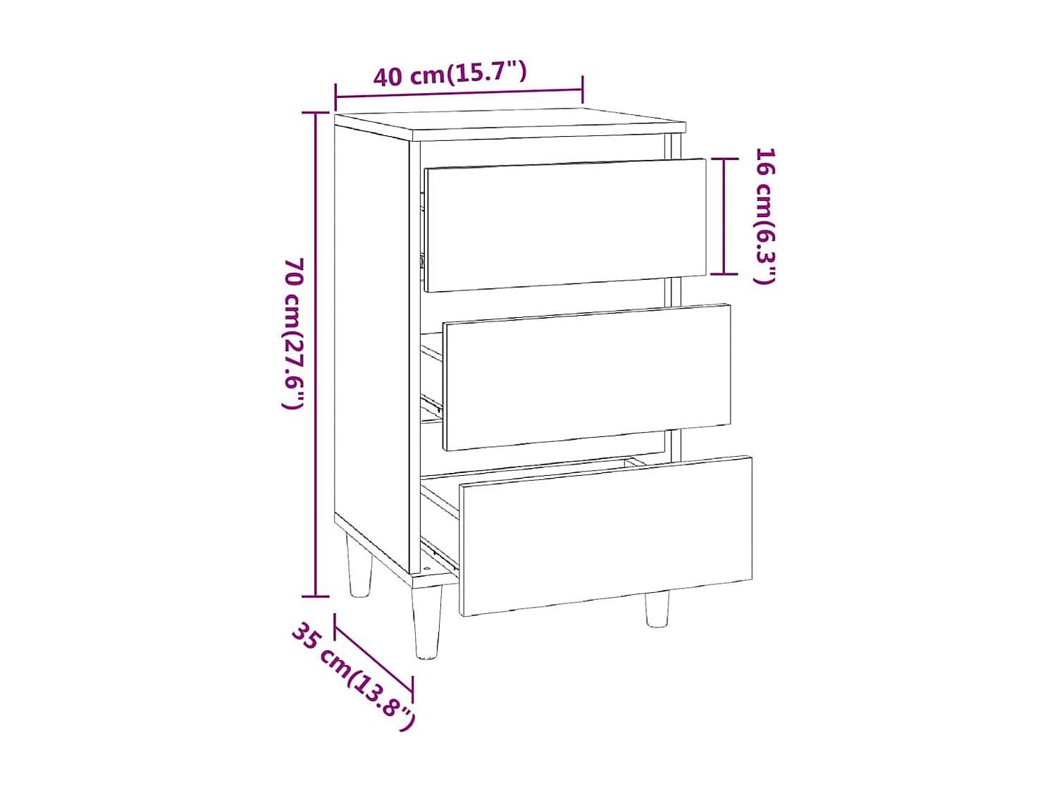 Nachttisch-Beistelltisch Betongrau 40x35x70 cm Holzwerkstoff SHL31650
