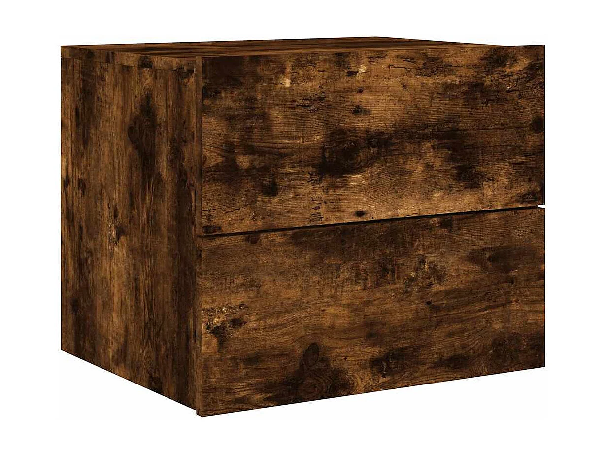 Nachtkastje met LED's wandgemonteerd gerookt eikenkleurig