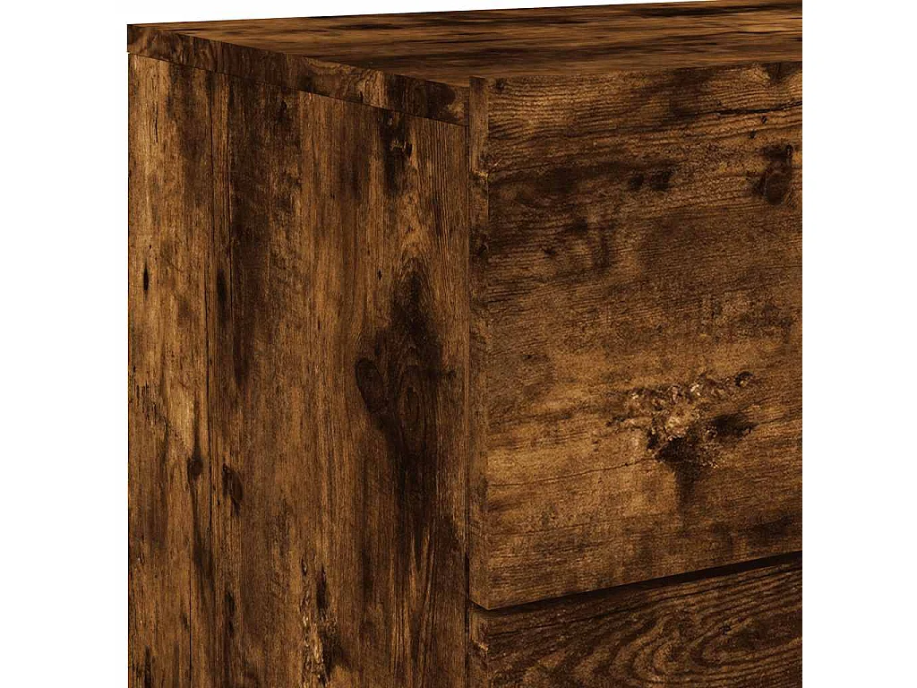 Nachtkastje met LED's wandgemonteerd gerookt eikenkleurig