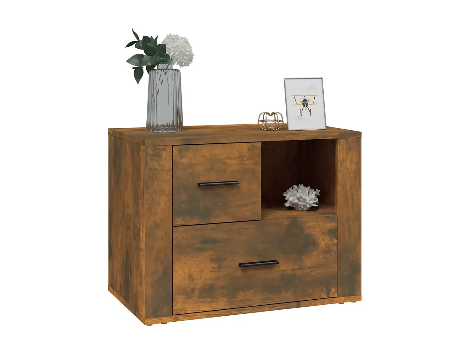 Nachttisch-Beistelltisch Räuchereiche 60x36x45 cm Holzwerkstoff SHL85526