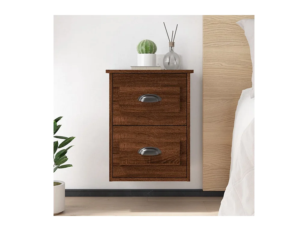 Mesita de noche | Mesilla de noche de pared 2 uds marrón rob;e 41,5x36x53cm