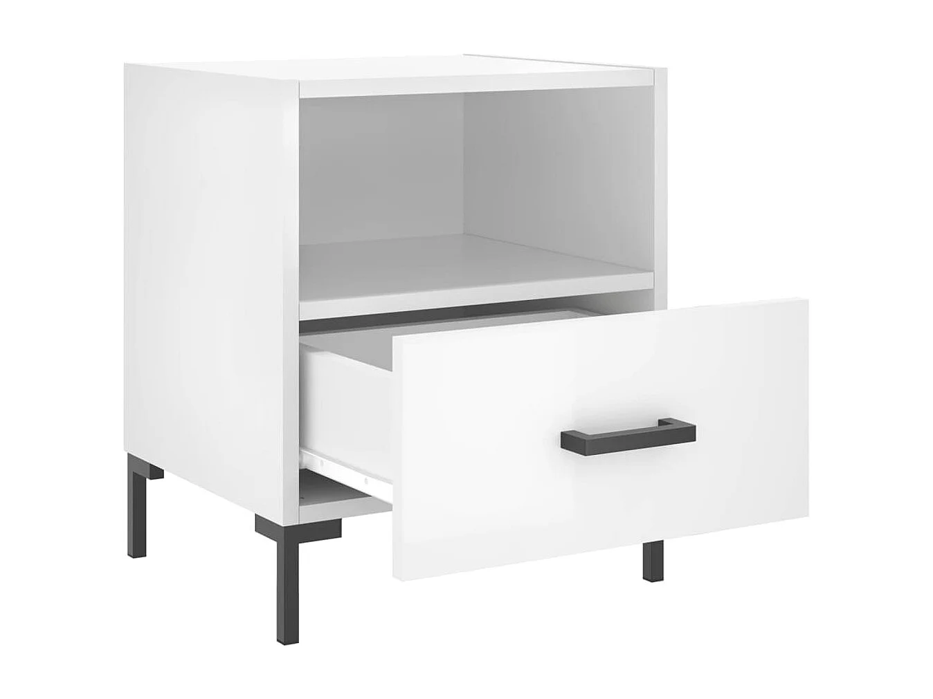 Nachttisch 2er Set-Beistelltisch-Nachttischkommode Hochglanz-Weiß 40x35x47,5 cm Holzwerkstoff SHL47486