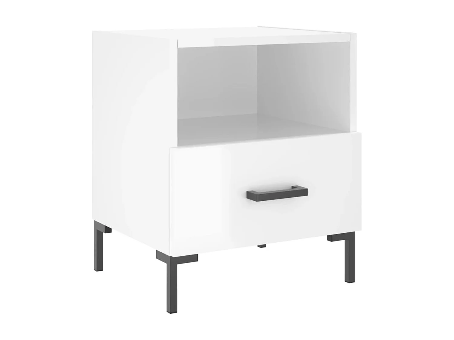 Nachttisch 2er Set-Beistelltisch-Nachttischkommode Hochglanz-Weiß 40x35x47,5 cm Holzwerkstoff SHL47486