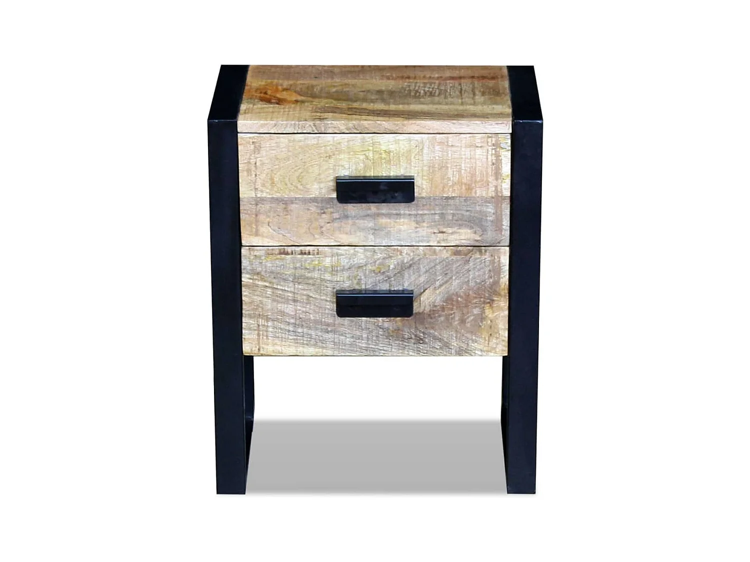 Mesita de Noche | Mesa auxiliar con 2 cajones madera maciza de mango 43x33x51 cm