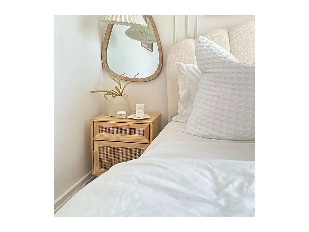 Tables de chevet-Tables d'appoint 2 pcs Marron Bois pin massif et rotin naturel