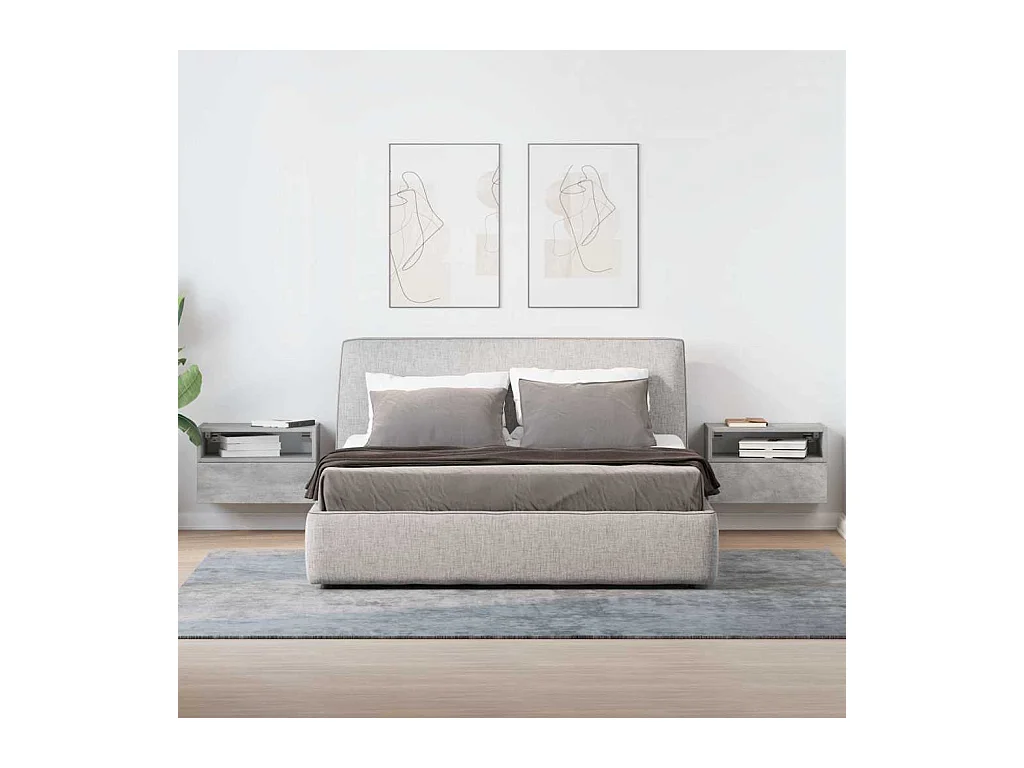 Mesa de cabeceira de parede 2 peças 45x26x28.5cm cinzento cimento