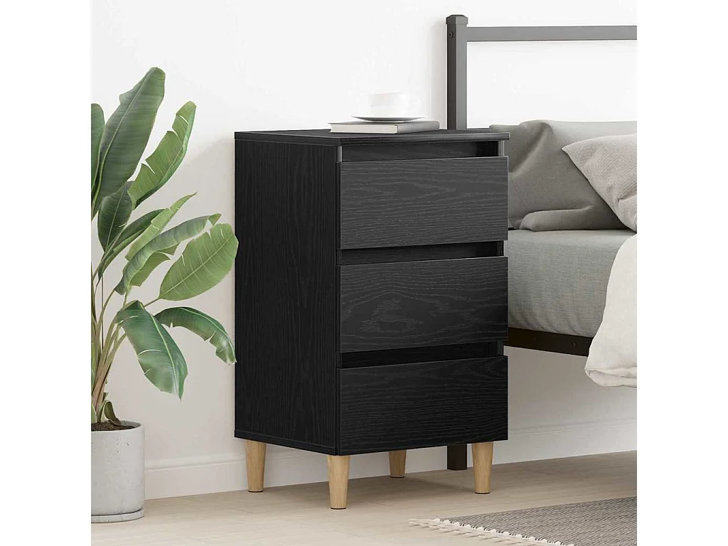 Nachttisch-Beistelltisch Schwarze Eiche 40 x 35 x 69 cm Holzwerkstoff SHL11330