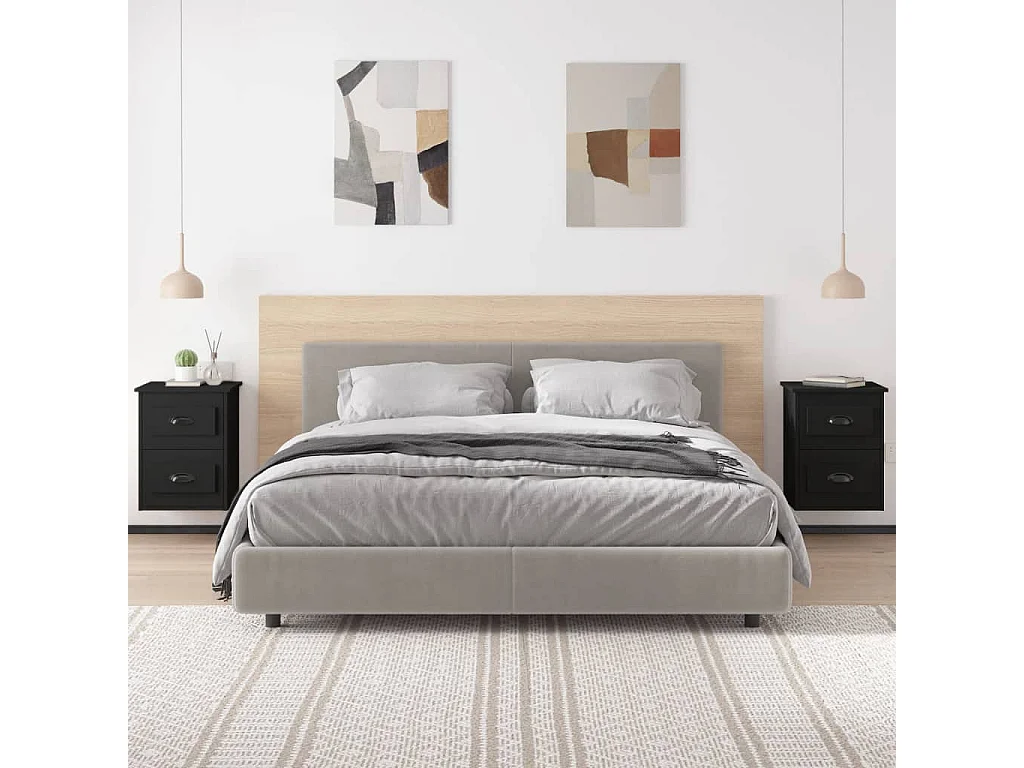 Mesitas de noche | Mesilla de noche de pared 2 uds negras 41,5x36x53 cm