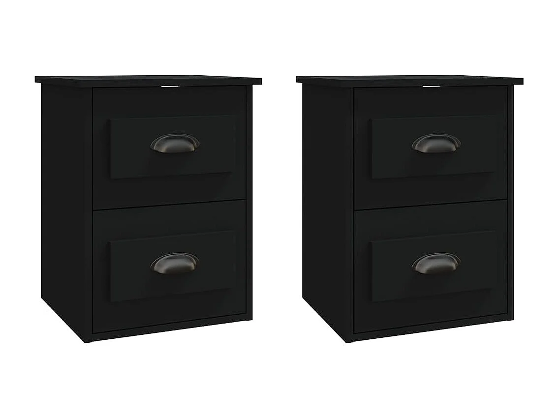 Nachttisch hängend 2er Set | Wand-Nachttische Schwarz 41,5x36x53 cm SHL20966