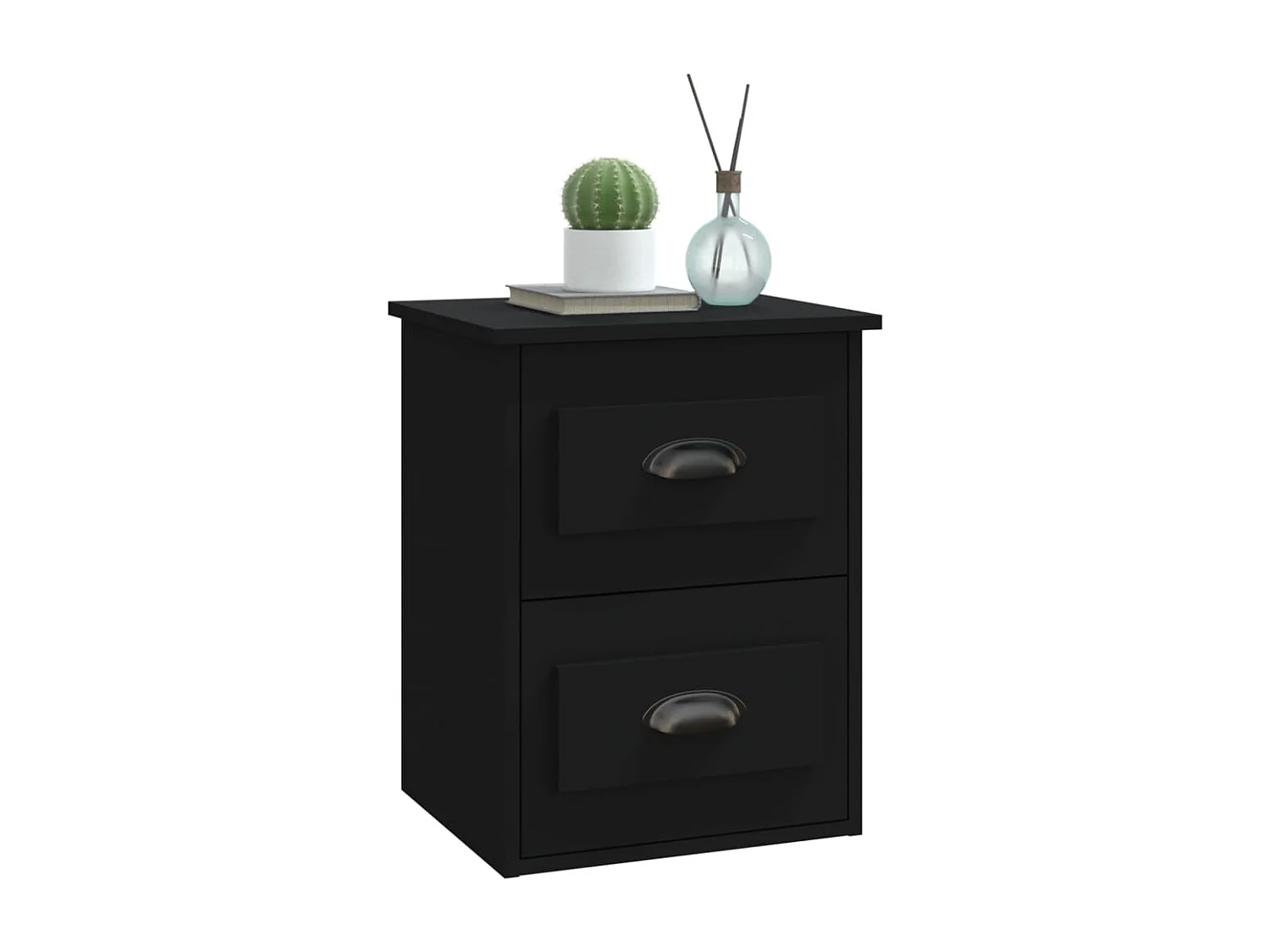 Nachttisch hängend 2er Set | Wand-Nachttische Schwarz 41,5x36x53 cm SHL20966