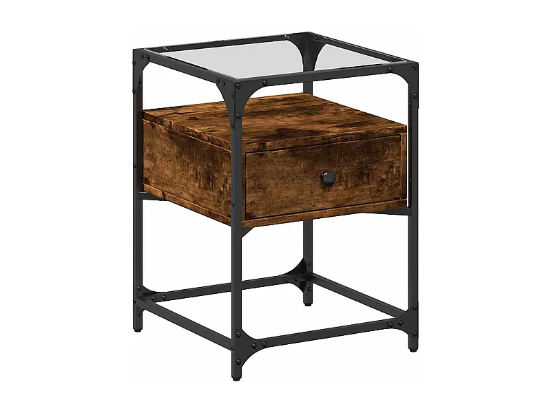 Table de chevet-Table d'appoint chêne fumé 40x40x55 cm bois d'ingénierie