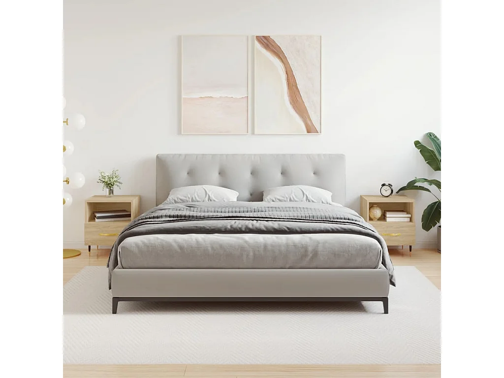 Nachttisch 2er Set-Beistelltisch-Nachttischkommode Sonoma-Eiche 40x35x47,5 cm Holzwerkstoff SHL15793