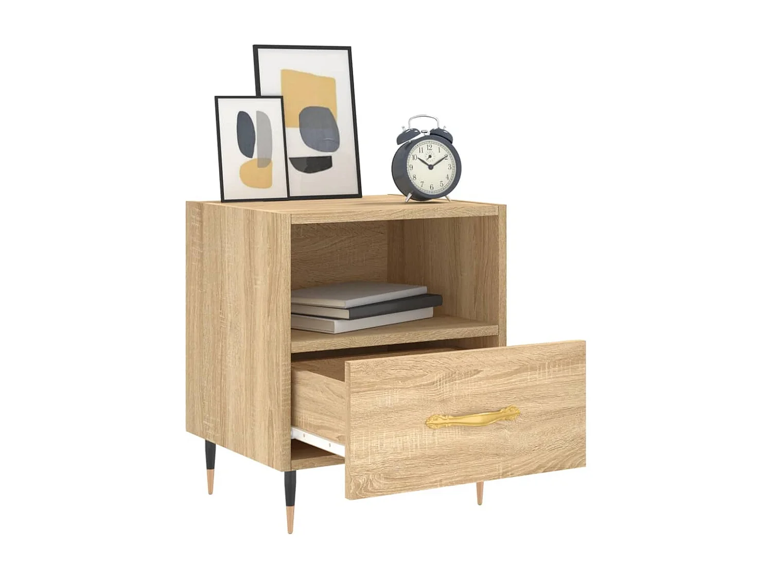 Nachttisch 2er Set-Beistelltisch-Nachttischkommode Sonoma-Eiche 40x35x47,5 cm Holzwerkstoff SHL15793