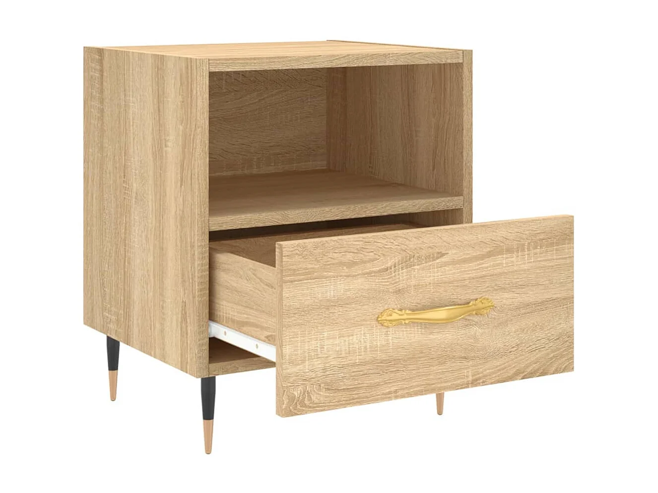 Nachttisch 2er Set-Beistelltisch-Nachttischkommode Sonoma-Eiche 40x35x47,5 cm Holzwerkstoff SHL15793