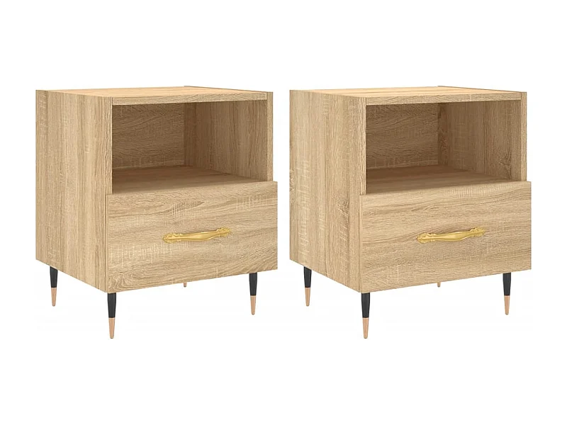 Nachttisch 2er Set-Beistelltisch-Nachttischkommode Sonoma-Eiche 40x35x47,5 cm Holzwerkstoff SHL15793
