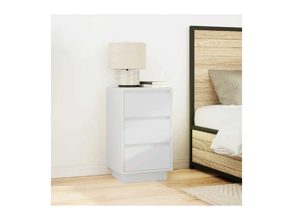 Table de chevet Étroite-Table d'appoint avec Éclairage LED blanc 38x34x65 cm